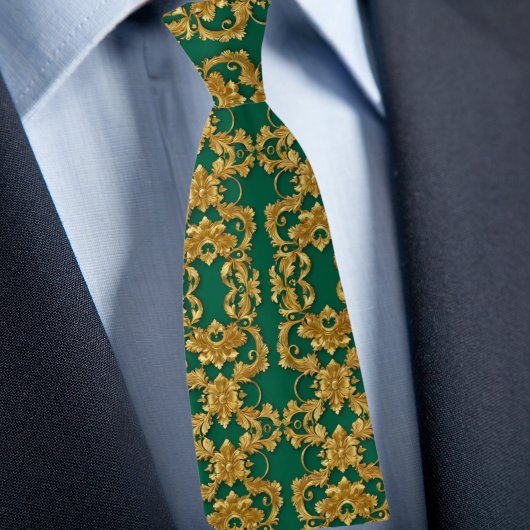 Elegant Gold und Emerald Necktie Krawatte