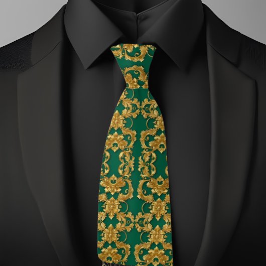 Elegant Gold und Emerald Necktie Krawatte