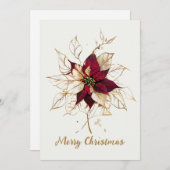 Elegant Gold und Red Poinsettia Frohe Weihnachten (Vorne/Hinten)