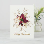 Elegant Gold und Red Poinsettia Frohe Weihnachten (Stehend Vorderseite)