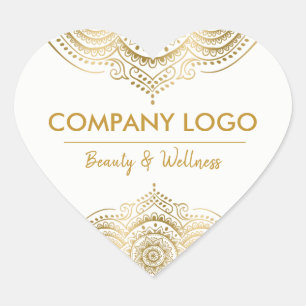 Elegant Gold Verziert Lace Mandala Herz-Aufkleber