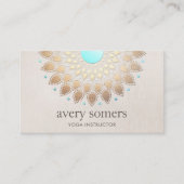 Elegant Gold Verziert Lotus Mandala Beige Linen Lo Visitenkarte (Vorderseite)