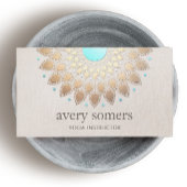 Elegant Gold Verziert Lotus Mandala Beige Linen Lo Visitenkarte