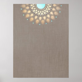 Elegant Gold Verziert Lotus Mandala Poster