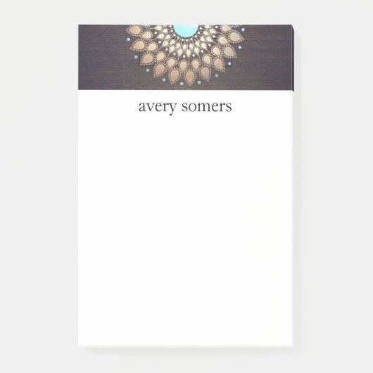 Elegant Gold Verziert Lotus Mandala Wood Look Post-it Klebezettel (Vorderseite)