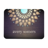 Elegant Gold Verziert Lotus Mandala Wood Magnet (Horizontal)