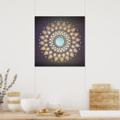 Elegant Gold Verziert Lotus Mandala Wood Poster (Küche)