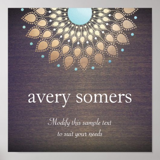 Elegant Gold Verziert Lotus Mandala Wood Poster (Vorne)