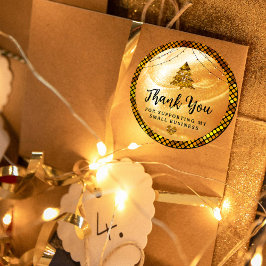 Elegant Gold Vielen Dank | Glitzer und Perl Runder Aufkleber