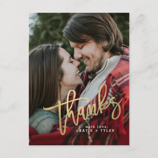 Elegant Gold Vielen Dank Postkarte (Vorderseite)