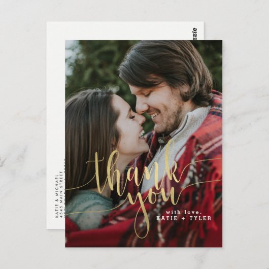 Elegant Gold Vielen Dank Postkarte (Vorne/Hinten)