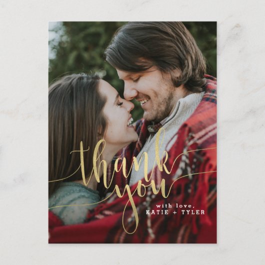 Elegant Gold Vielen Dank Postkarte (Vorderseite)