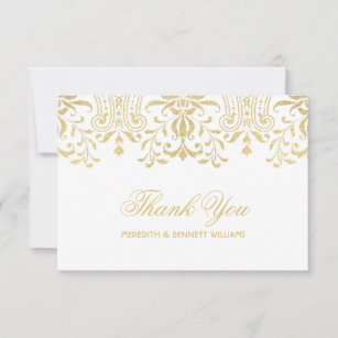 Elegant Gold Vintag Glamour Wedding Monogram Dankeskarte