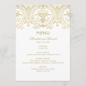 Elegant Gold Vintag Glamour Wedding Monogram Menükarte (Vorderseite)