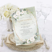 Elegant Gold Watercolor Green Quinceñera Einladung