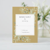 Elegant Gold Watercolor Grüne Hochzeit RSVP Karte (Stehend Vorderseite)