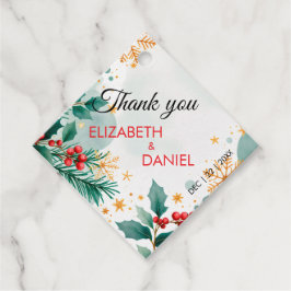 Elegant Gold Watercolor Holly Christmas Favor Tags Geschenkanhänger