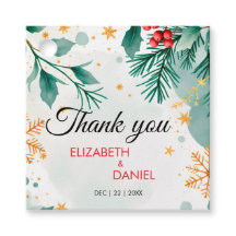 Elegant Gold Watercolor Holly Christmas Favor Tags