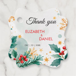 Elegant Gold Watercolor Holly Christmas Favor Tags Geschenkanhänger