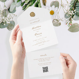 Elegant Gold Wax Seal and Send Wedding All In One Einladung