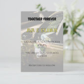 Elegant Gold Wedding Car Handle Peach Rose Einladung (Stehend Vorderseite)