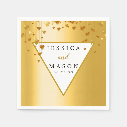 Elegant Gold Wedding Cocktail Napkin Serviette (Vorderseite)