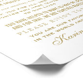 Elegant Gold Wedding Dankeschön Meldungssigne Poster (Ecke)