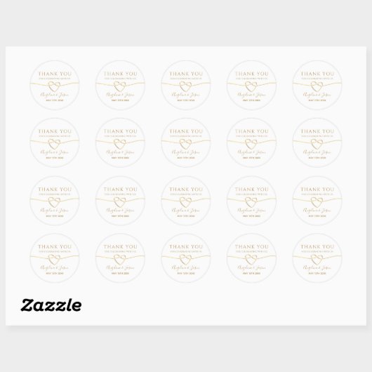 Elegant Gold Wedding Dankeschön Sticker (Blatt)