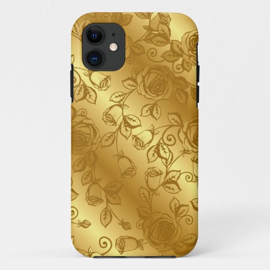 Elegant Gold Wedding Floral iPhone Case (Rückseite)