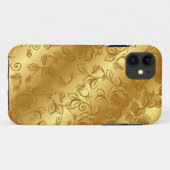 Elegant Gold Wedding Floral iPhone Case (Rückseite (Horizontal))