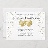 Elegant Gold Wedding Hearts Einladung (Vorderseite)