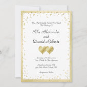 Elegant Gold Wedding Hearts Einladung (Vorderseite)