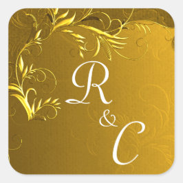 Elegant Gold Wedding Monogram Quadratischer Aufkleber