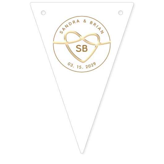 Elegant Gold Wedding Monogram Wimpelkette (Zweite Fahne)