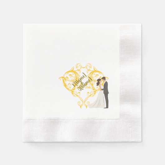 Elegant Gold Wedding Napkin mit BridePaper Napkin Serviette (Vorderseite)