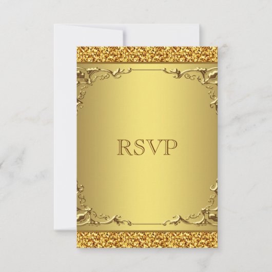 Elegant Gold Wedding RSVP (Vorderseite)