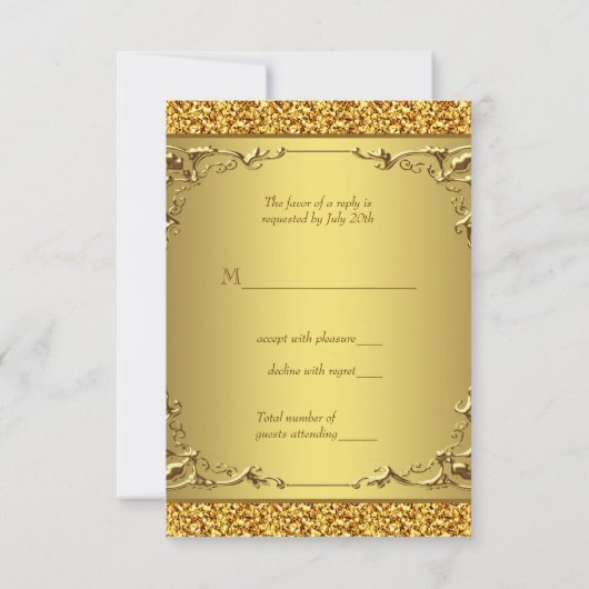 Elegant Gold Wedding RSVP (Rückseite)