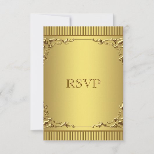 Elegant Gold Wedding RSVP (Vorderseite)