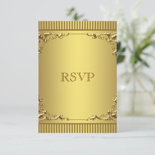 Elegant Gold Wedding RSVP (Stehend Vorderseite)