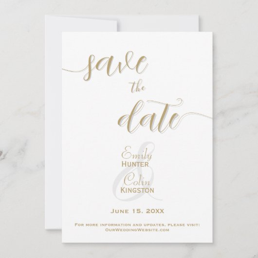 Elegant Gold Wedding Save the Date (Vorderseite)