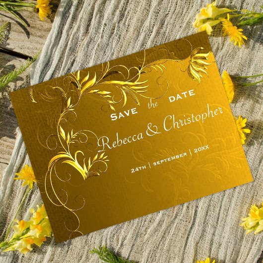 Elegant Gold Wedding Save the Date Ankündigungspostkarte