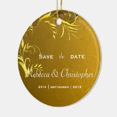 Elegant Gold Wedding Save the Date Keramik Ornament (Links)