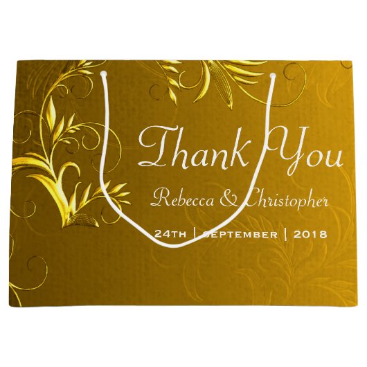 Elegant Gold Wedding Vielen Dank Große Geschenktüte (Vorderseite)