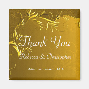 Elegant Gold Wedding Vielen Dank Magnet