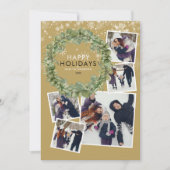 Elegant Gold Weihnachten 5 Foto Collage Grün (Vorderseite)