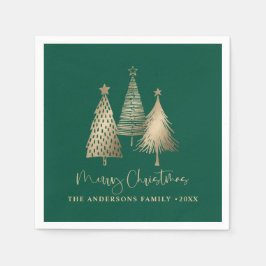 Elegant Gold Weihnachtsbaum Frohe Weihnachten Serviette