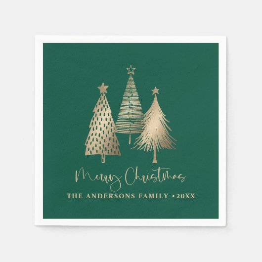 Elegant Gold Weihnachtsbaum Frohe Weihnachten Serviette (Vorderseite)
