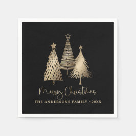 Elegant Gold Weihnachtsbaum Frohe Weihnachten Serviette