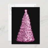 Elegant Gold Weihnachtsbaumen Rosa Feiertagspostkarte (Vorne/Hinten)