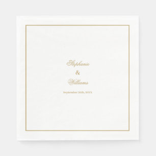 Elegant Gold Weiß Einfache Goldene Hochzeit Minima Serviette